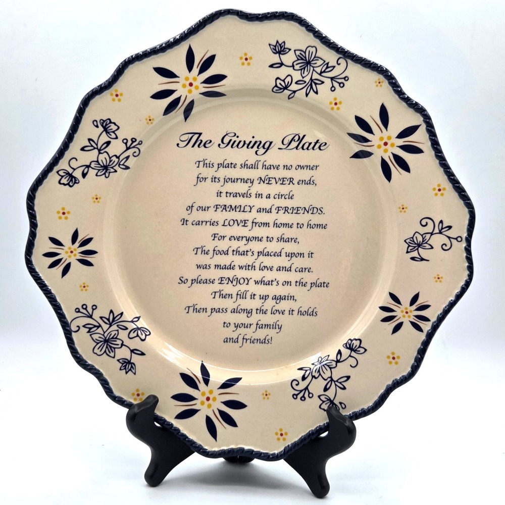 Temptations by Tara The Giving Plate Blue Floral Scalloped  Friends LOVE Family